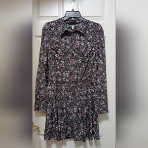 NWT Veronica Beard Rory Floral Silk Dress Black Multi Size 8